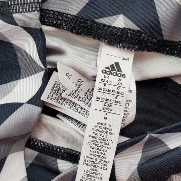 Adidas Gray Black Geometric Legging CV7088 US XS - Picture 5 of 8